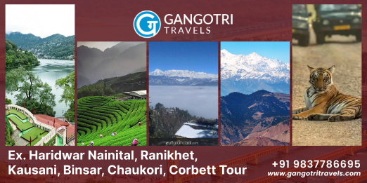 EX. Haridwar Nainital, Ranikhet, kausani, binsar, chaukori, munsiyari,corbett Tour